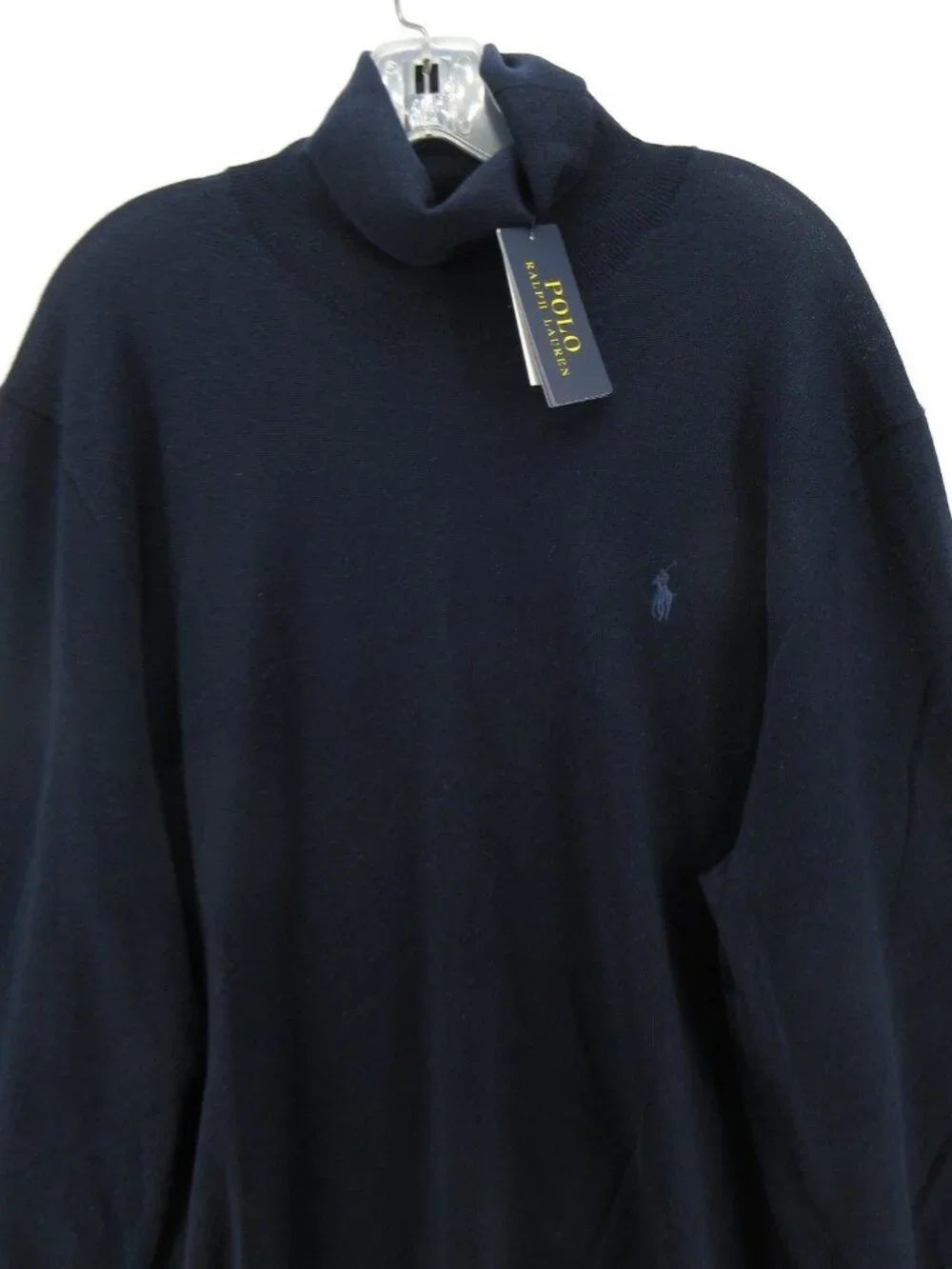 Polo Ralph Lauren Sweater XXL Navy Washable Merino Wool Turtleneck Pony